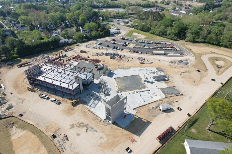 A set of concrete steps between the classroom area and auditorium will be used as learning stairs, where students can sit and collaborate.